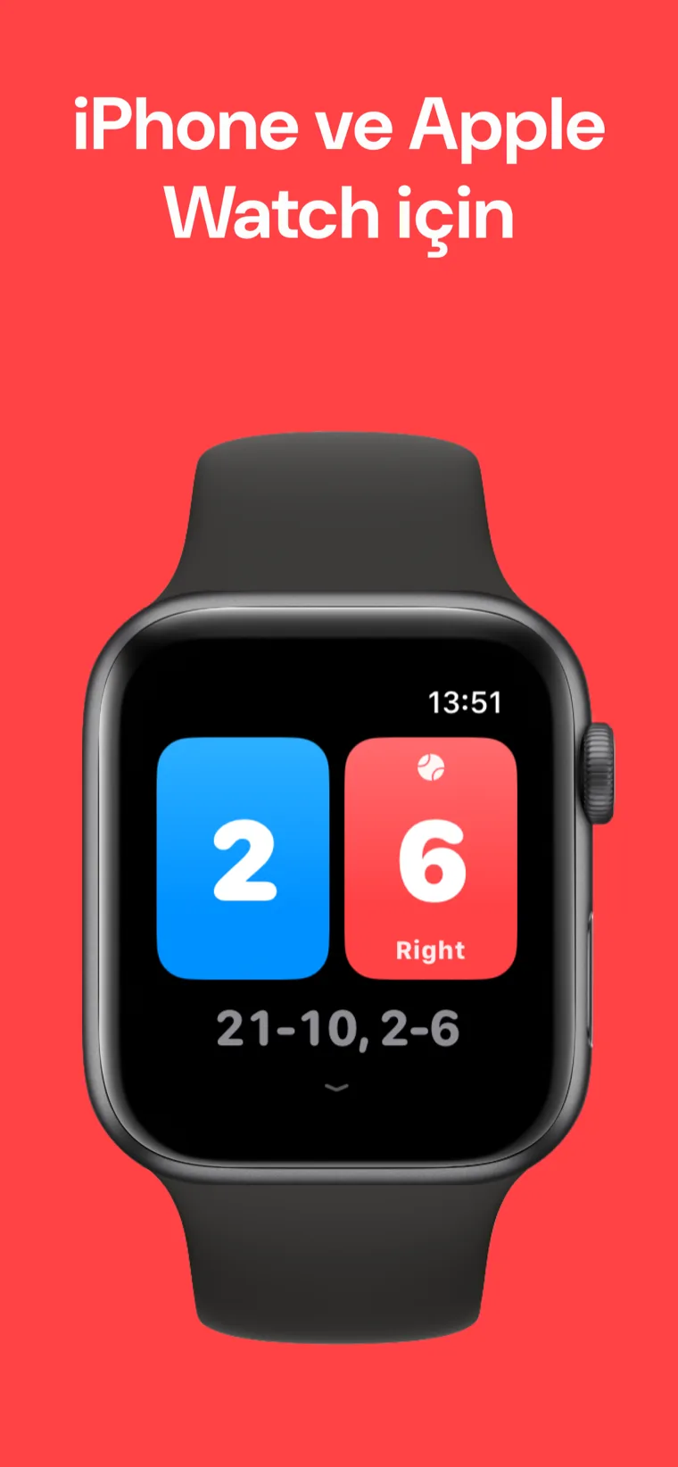 iPhone ve Apple Watch için — Badminton Skor uygulaması iPhone ve Apple Watch'ta